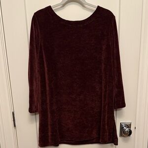 J. Jill Rich Burgundy Chenille Tunic Top